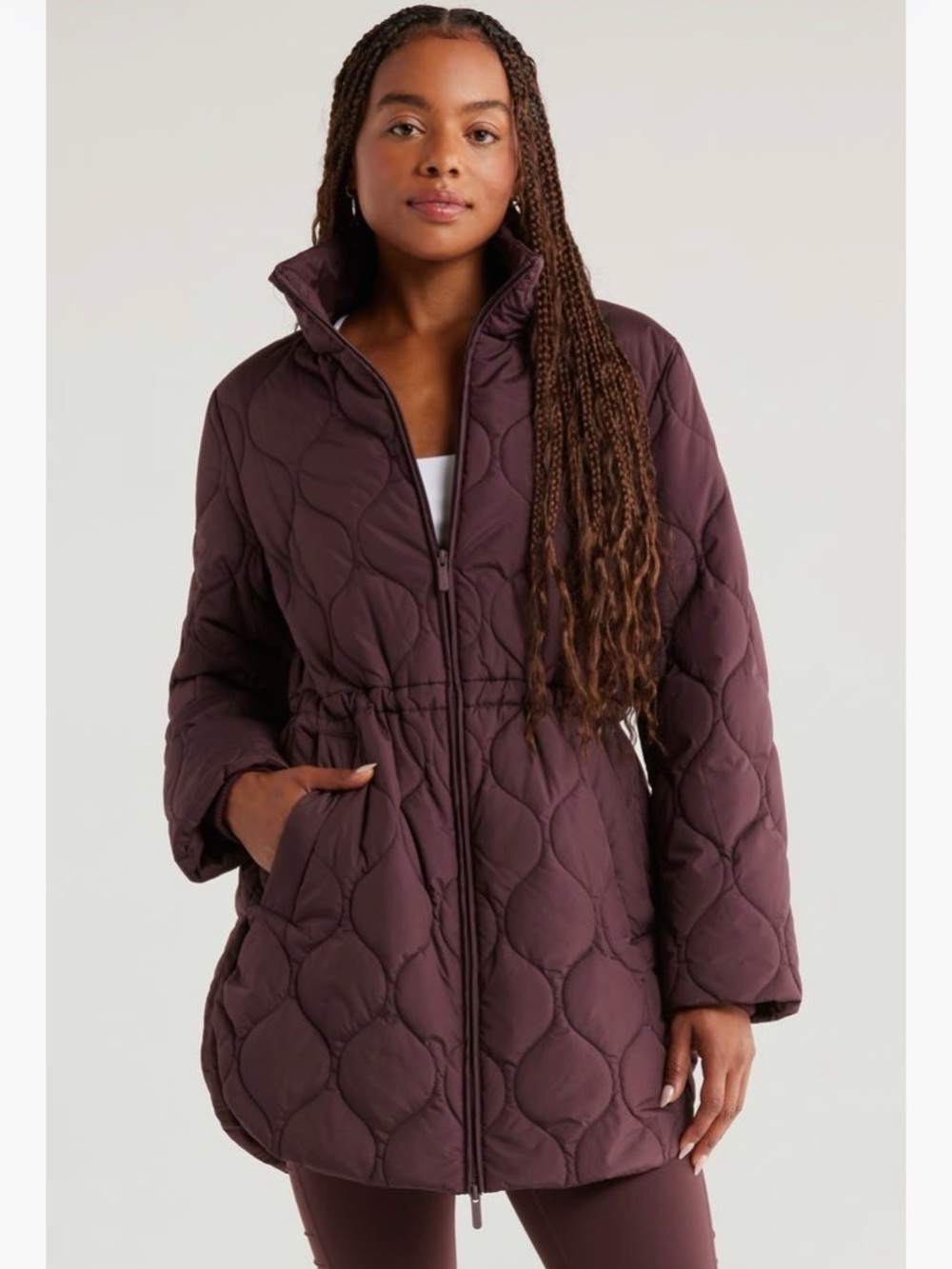 Zella Skyline Longline Jacket in Burgundy Fudge. Like new, worn once. Medium